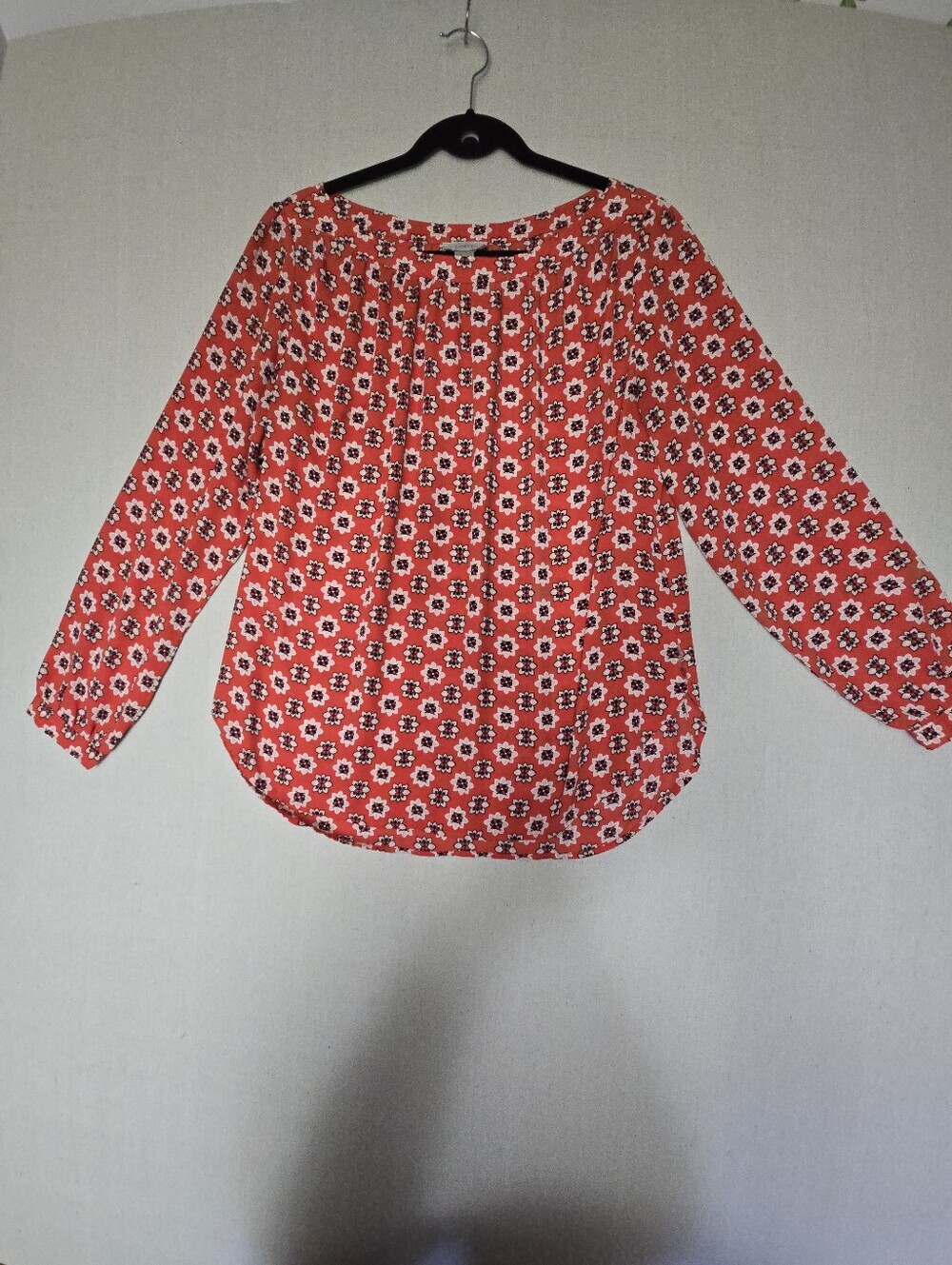 LOFT Red Floral Peasant Blouse
